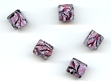 Pink Marble Cube Beads